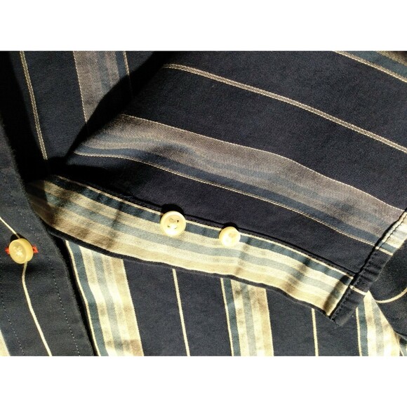 Tommy Hilfiger Men  Shirt Sz XL Cotton Long Sleeves Striped Blue Business - Picture 7 of 7